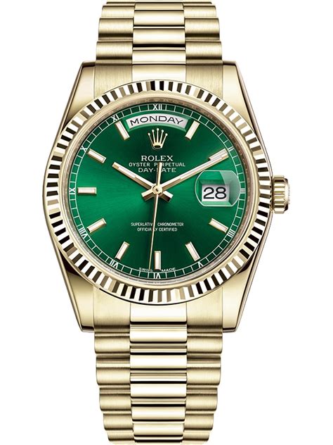 green face gold band Rolex